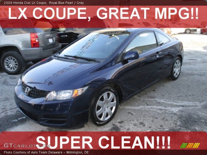 Royal Blue Pearl / Gray 2009 Honda Civic LX Coupe