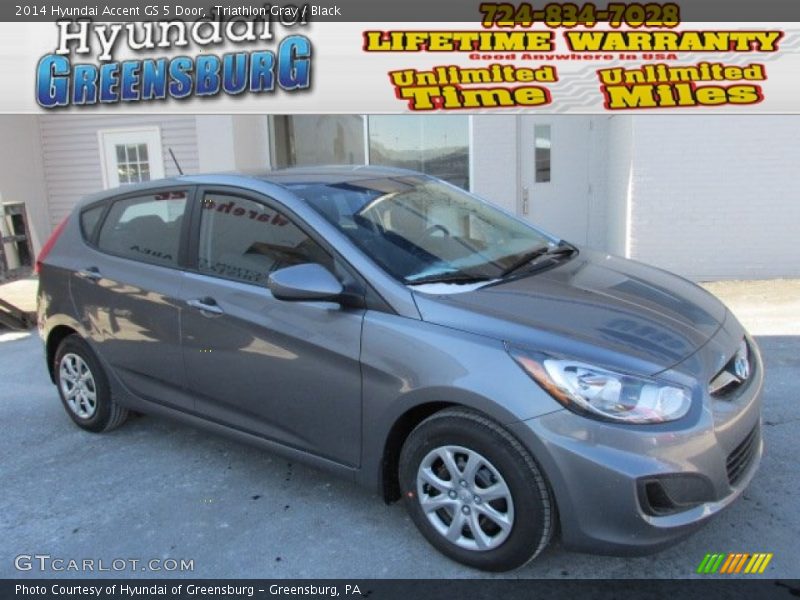 Triathlon Gray / Black 2014 Hyundai Accent GS 5 Door