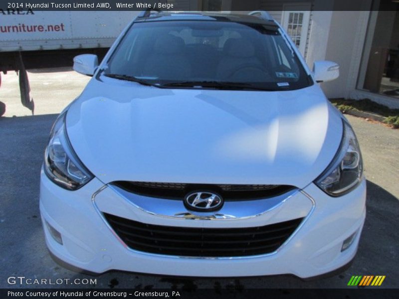 Winter White / Beige 2014 Hyundai Tucson Limited AWD