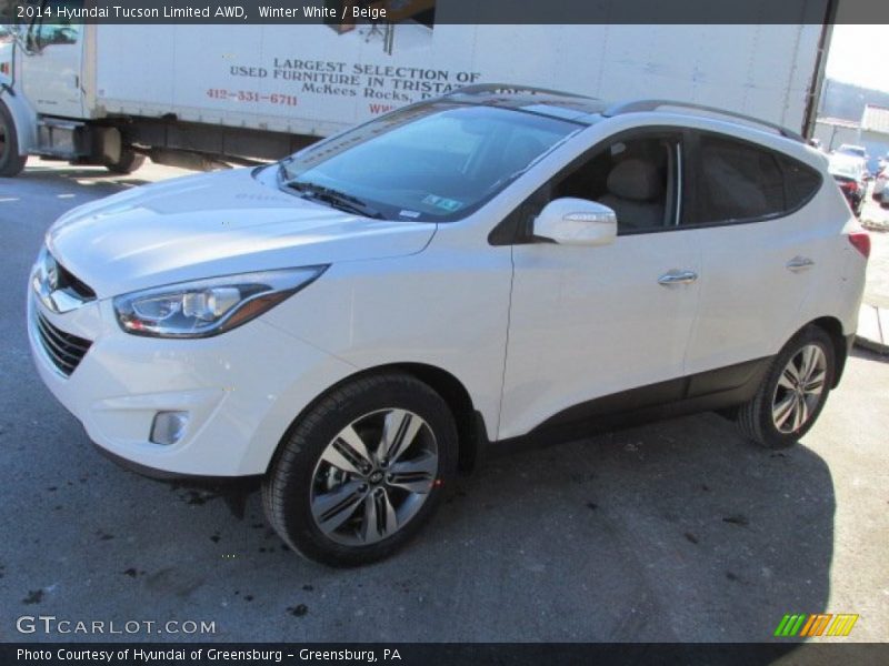 Winter White / Beige 2014 Hyundai Tucson Limited AWD