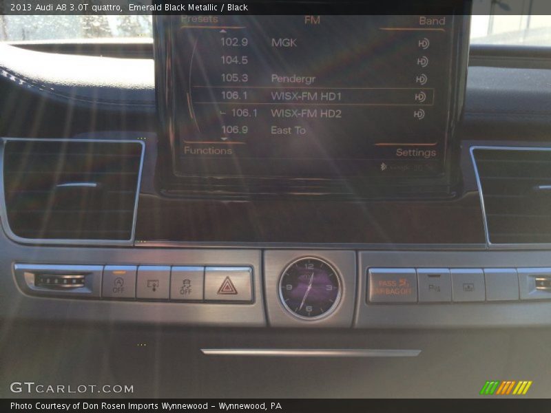 Emerald Black Metallic / Black 2013 Audi A8 3.0T quattro