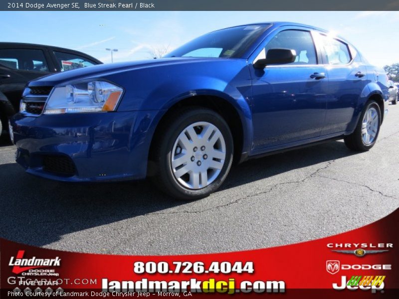 Blue Streak Pearl / Black 2014 Dodge Avenger SE