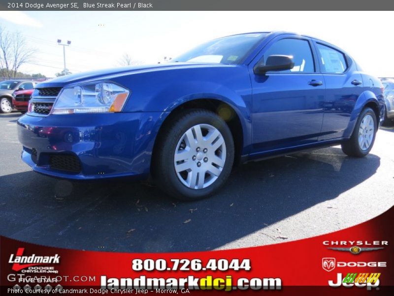 Blue Streak Pearl / Black 2014 Dodge Avenger SE