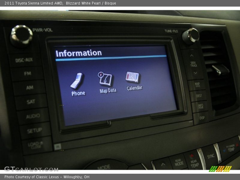 Blizzard White Pearl / Bisque 2011 Toyota Sienna Limited AWD