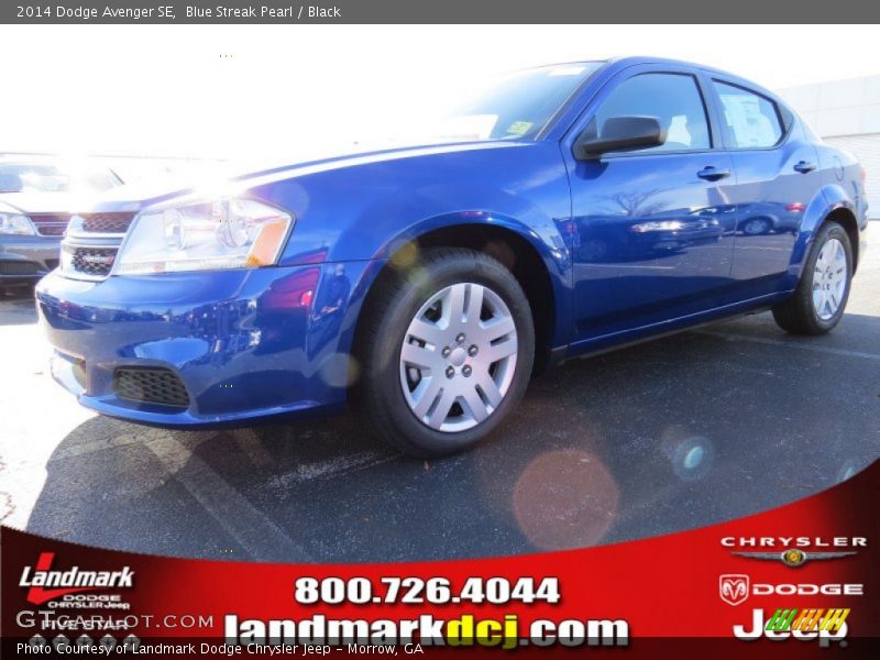 Blue Streak Pearl / Black 2014 Dodge Avenger SE