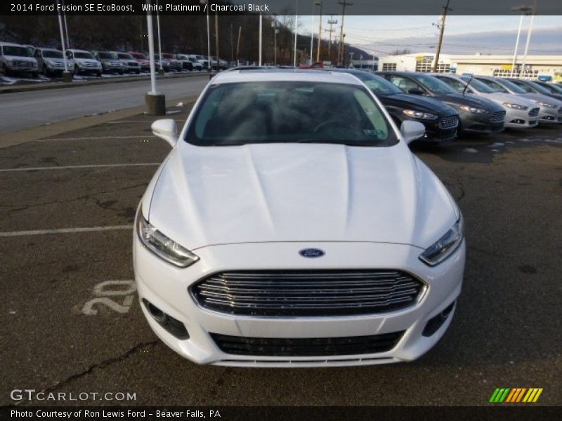 White Platinum / Charcoal Black 2014 Ford Fusion SE EcoBoost