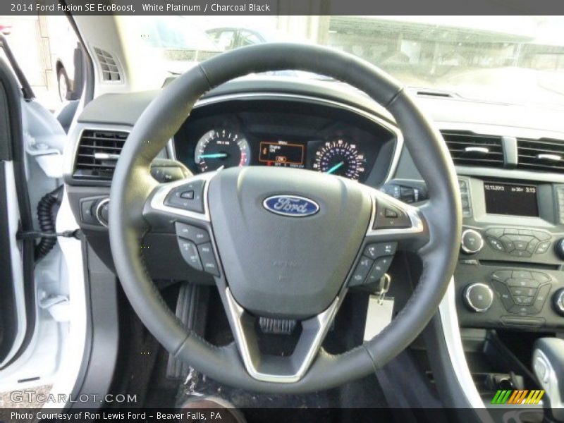 White Platinum / Charcoal Black 2014 Ford Fusion SE EcoBoost