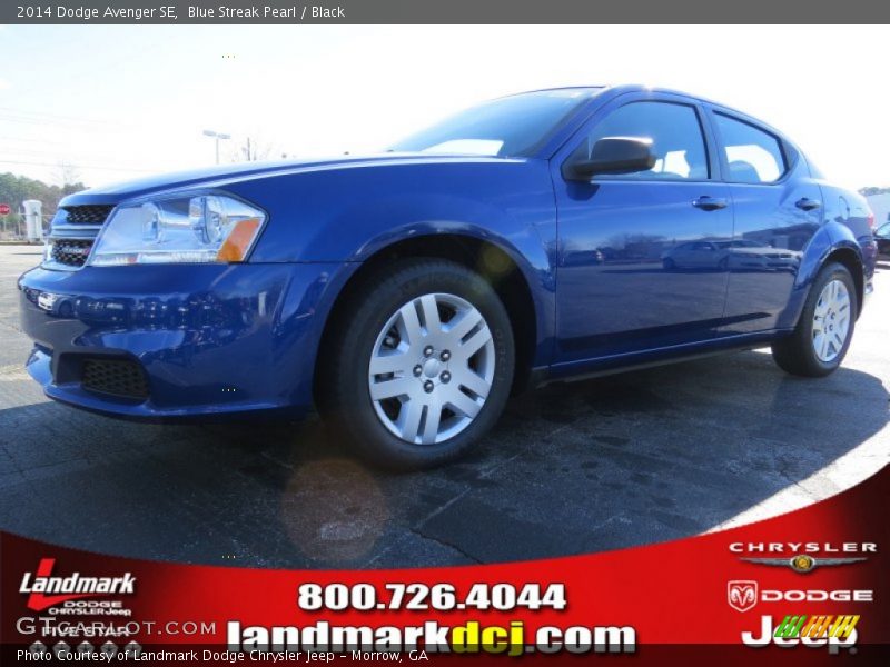 Blue Streak Pearl / Black 2014 Dodge Avenger SE