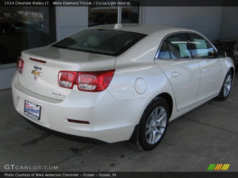 White Diamond Tricoat / Cocoa/Light Neutral 2014 Chevrolet Malibu LT