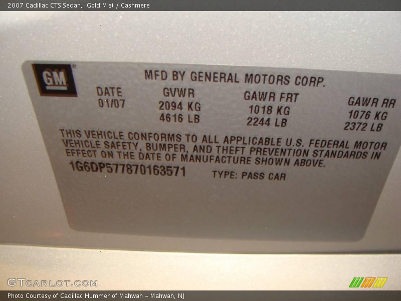 Gold Mist / Cashmere 2007 Cadillac CTS Sedan