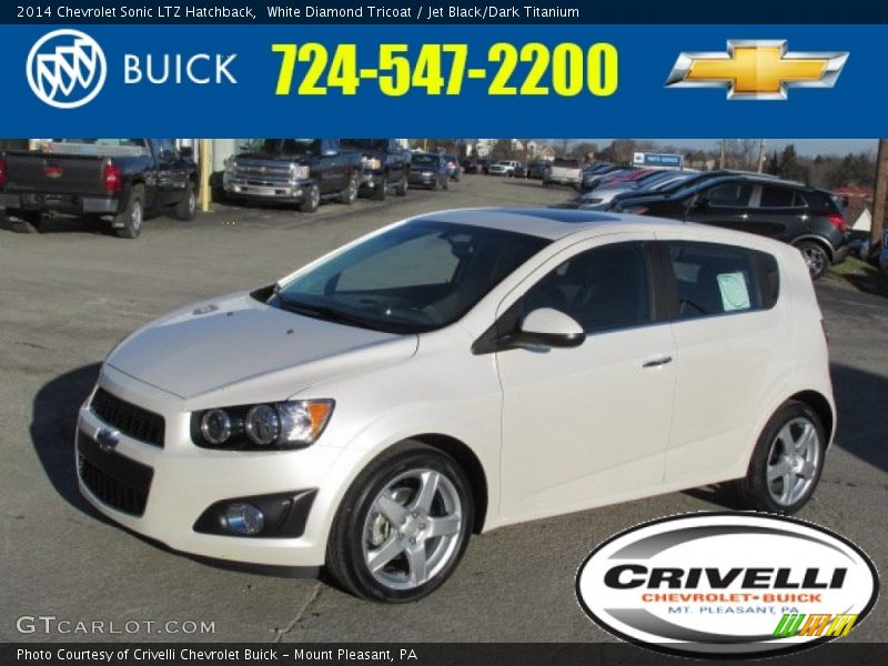 White Diamond Tricoat / Jet Black/Dark Titanium 2014 Chevrolet Sonic LTZ Hatchback