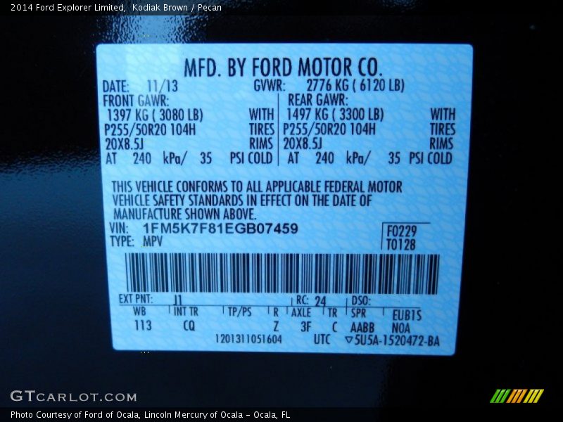 Kodiak Brown / Pecan 2014 Ford Explorer Limited