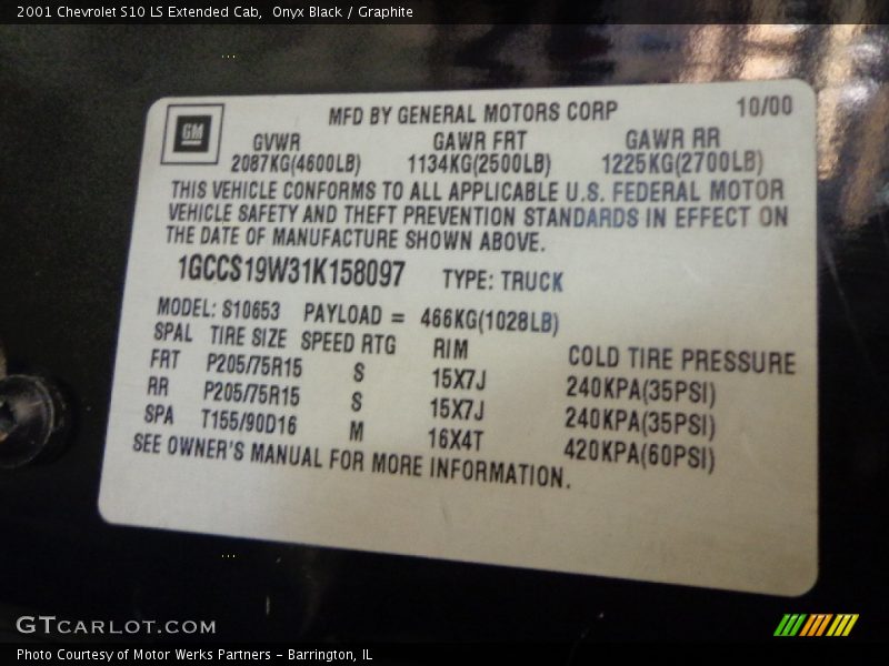 Onyx Black / Graphite 2001 Chevrolet S10 LS Extended Cab