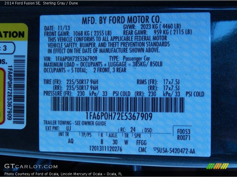 Sterling Gray / Dune 2014 Ford Fusion SE