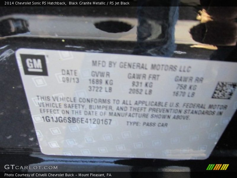 Black Granite Metallic / RS Jet Black 2014 Chevrolet Sonic RS Hatchback