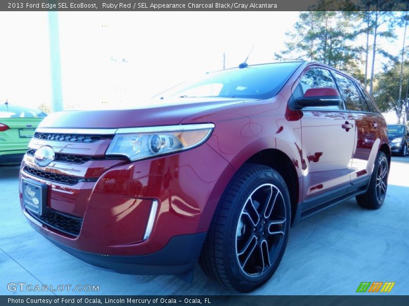 Ruby Red / SEL Appearance Charcoal Black/Gray Alcantara 2013 Ford Edge SEL EcoBoost