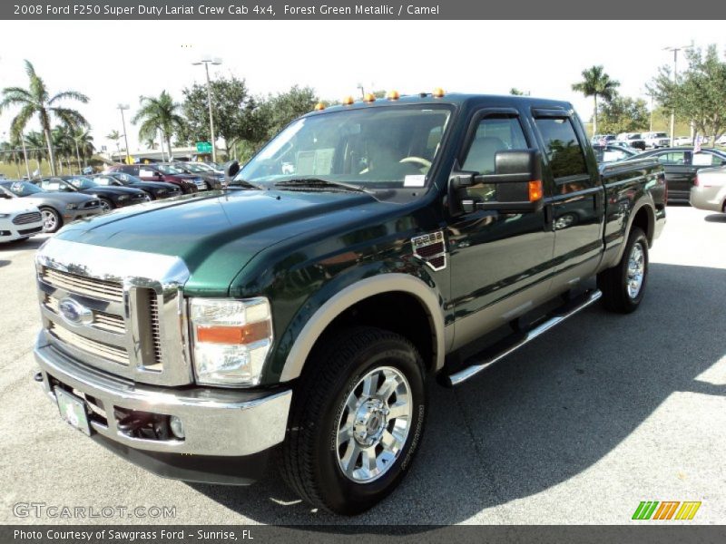 Forest Green Metallic / Camel 2008 Ford F250 Super Duty Lariat Crew Cab 4x4
