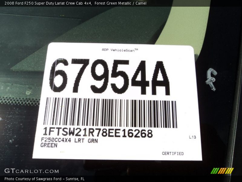 Forest Green Metallic / Camel 2008 Ford F250 Super Duty Lariat Crew Cab 4x4