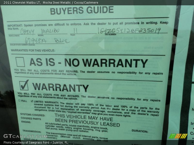 Mocha Steel Metallic / Cocoa/Cashmere 2011 Chevrolet Malibu LT