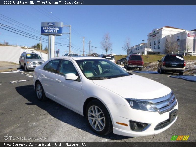 White Platinum Tri-Coat / Camel 2012 Ford Fusion SEL