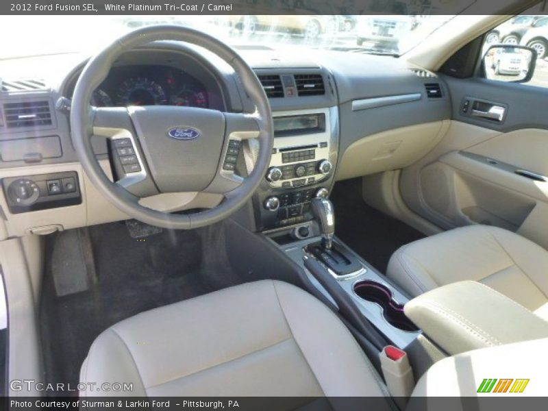 White Platinum Tri-Coat / Camel 2012 Ford Fusion SEL