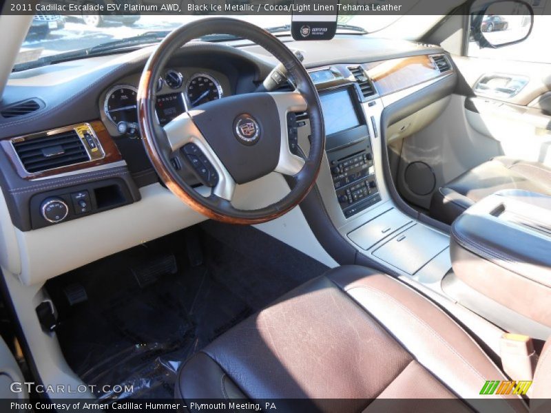 Black Ice Metallic / Cocoa/Light Linen Tehama Leather 2011 Cadillac Escalade ESV Platinum AWD