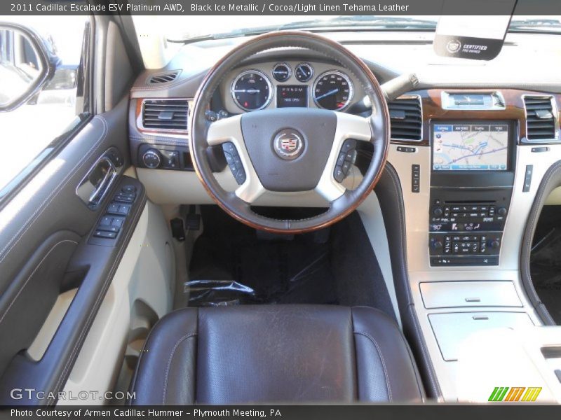 Black Ice Metallic / Cocoa/Light Linen Tehama Leather 2011 Cadillac Escalade ESV Platinum AWD