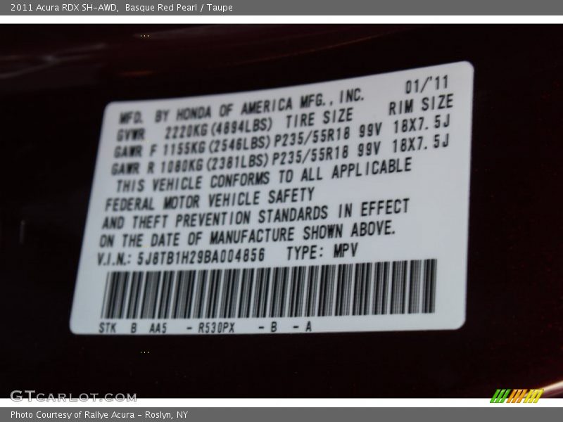 Basque Red Pearl / Taupe 2011 Acura RDX SH-AWD