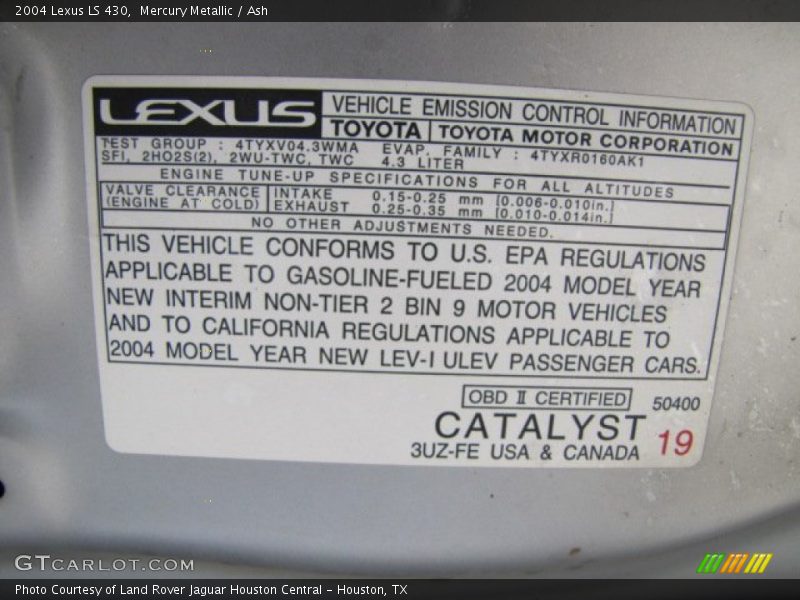 Mercury Metallic / Ash 2004 Lexus LS 430