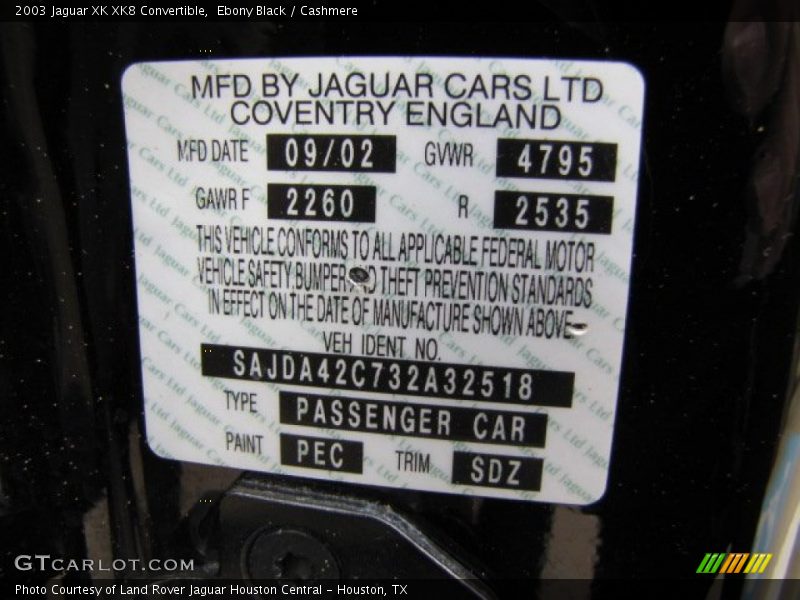 Ebony Black / Cashmere 2003 Jaguar XK XK8 Convertible