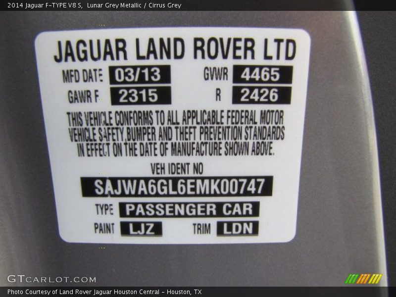 LJZ - 2014 Jaguar F-TYPE V8 S
