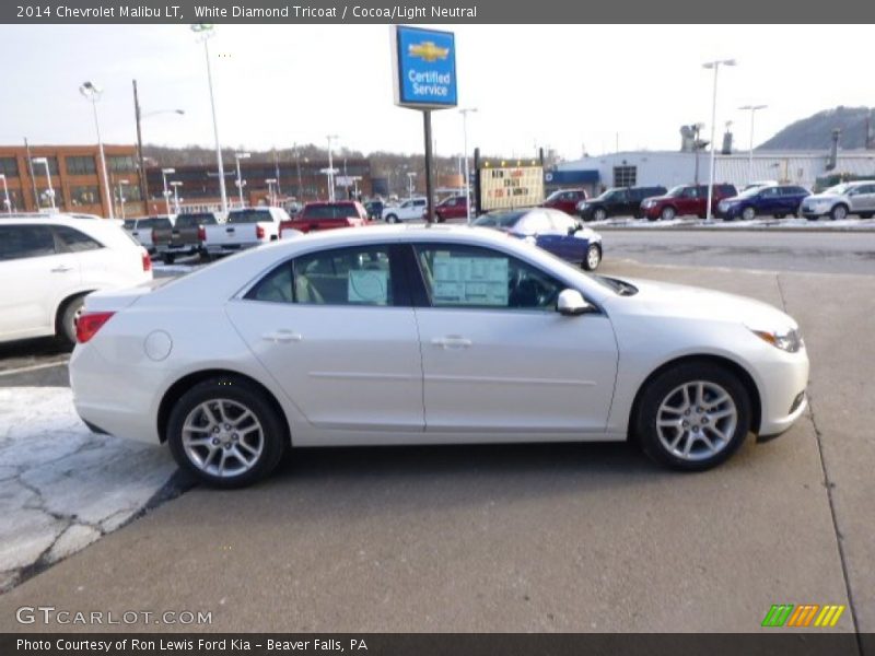 White Diamond Tricoat / Cocoa/Light Neutral 2014 Chevrolet Malibu LT