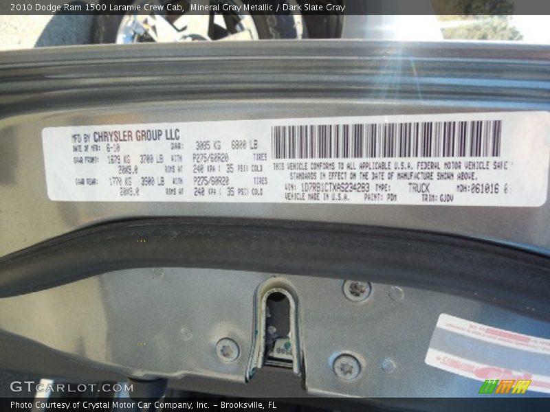 Mineral Gray Metallic / Dark Slate Gray 2010 Dodge Ram 1500 Laramie Crew Cab