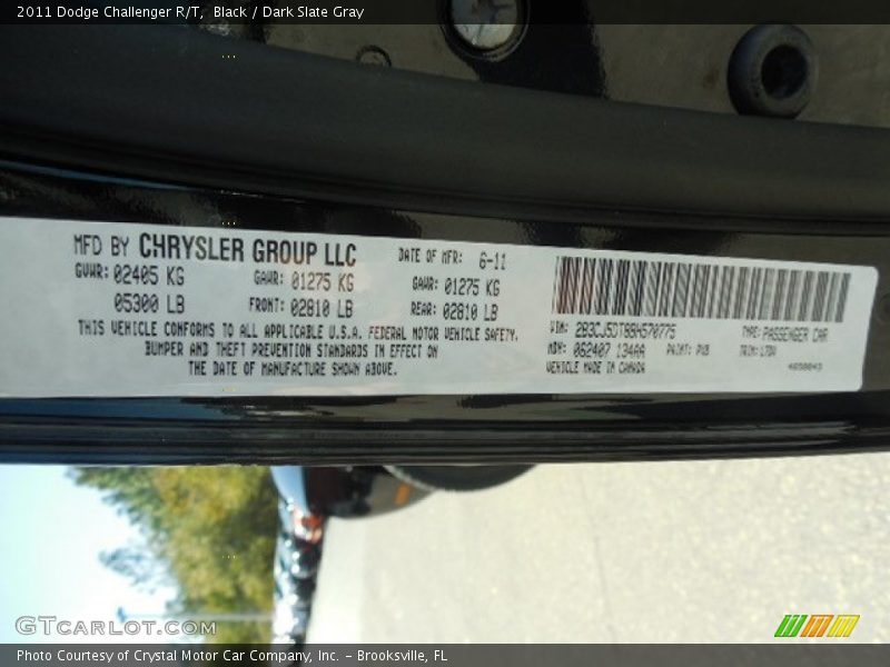 Black / Dark Slate Gray 2011 Dodge Challenger R/T