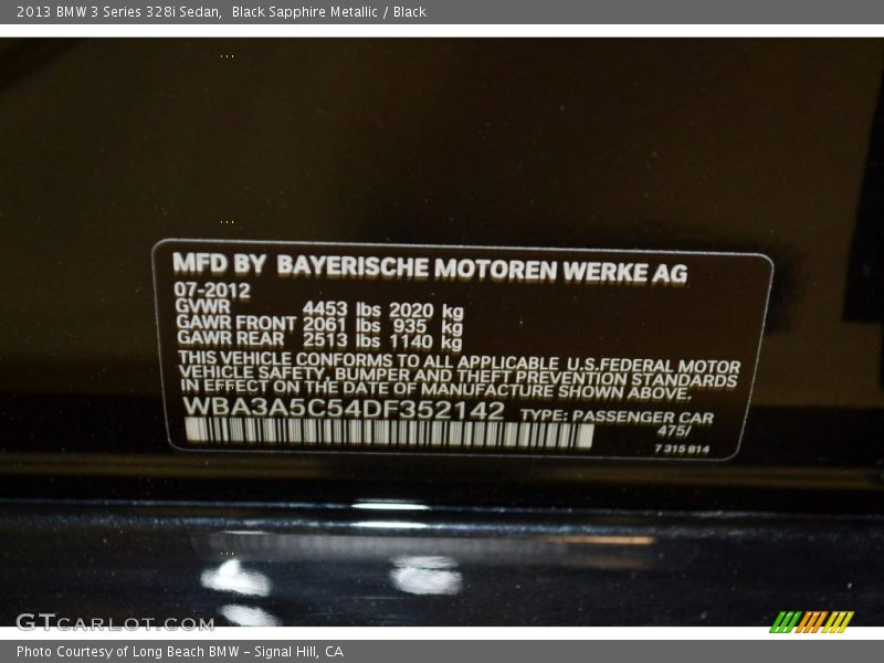 Black Sapphire Metallic / Black 2013 BMW 3 Series 328i Sedan