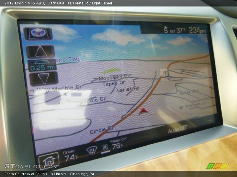 Dark Blue Pearl Metallic / Light Camel 2012 Lincoln MKS AWD