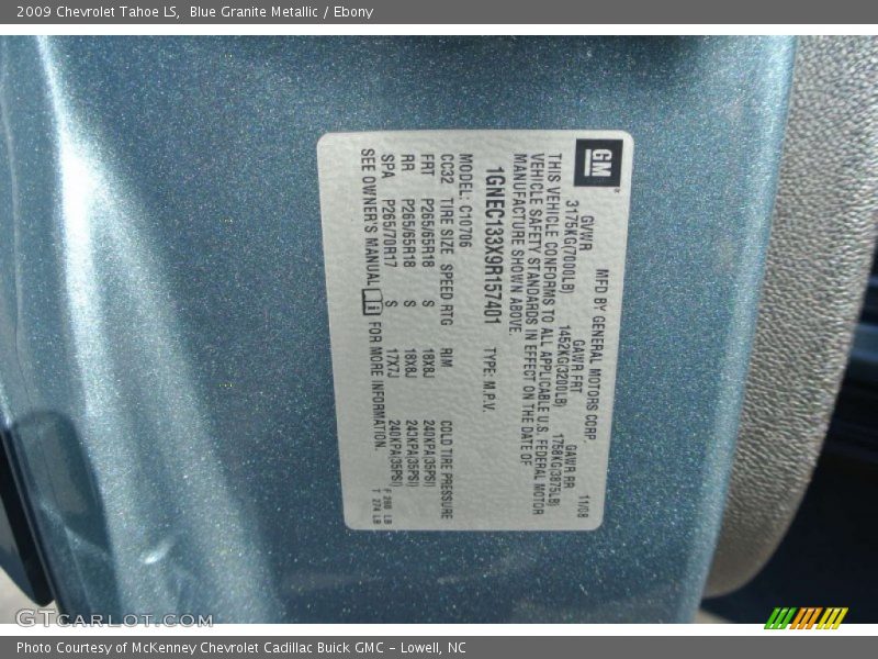 Blue Granite Metallic / Ebony 2009 Chevrolet Tahoe LS