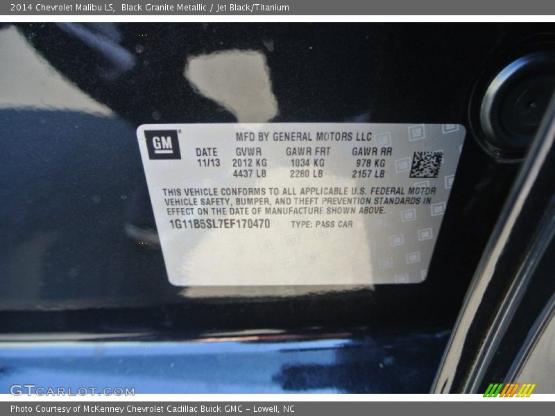 Black Granite Metallic / Jet Black/Titanium 2014 Chevrolet Malibu LS