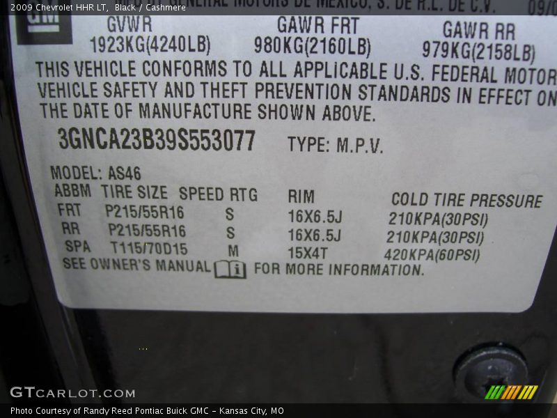 Black / Cashmere 2009 Chevrolet HHR LT