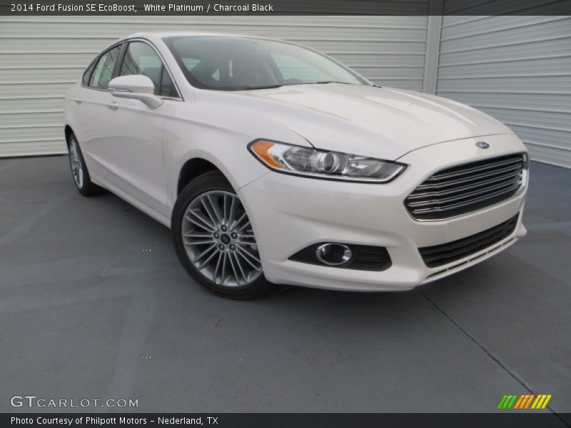 White Platinum / Charcoal Black 2014 Ford Fusion SE EcoBoost
