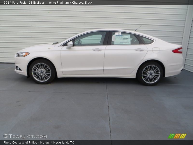 White Platinum / Charcoal Black 2014 Ford Fusion SE EcoBoost