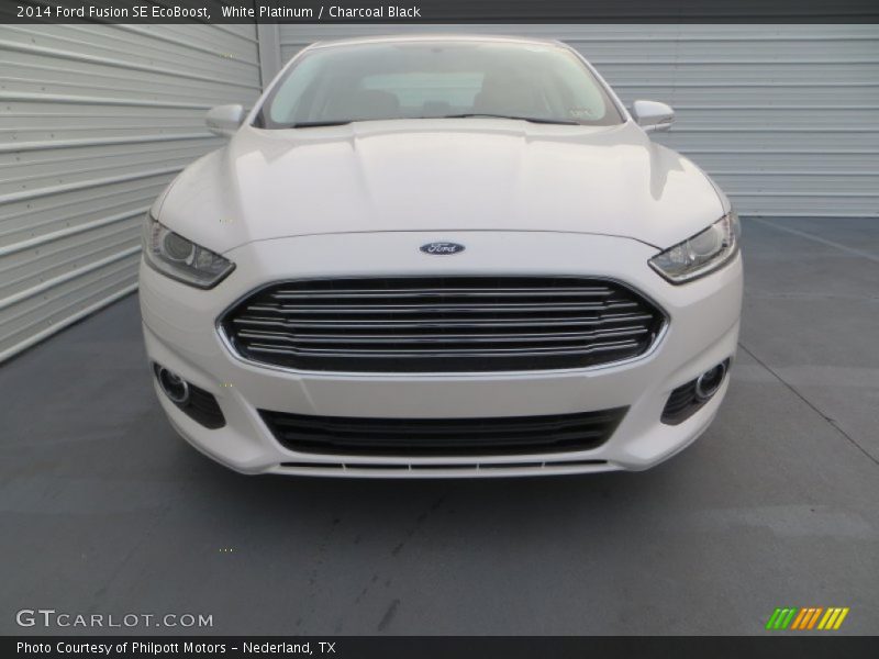 White Platinum / Charcoal Black 2014 Ford Fusion SE EcoBoost