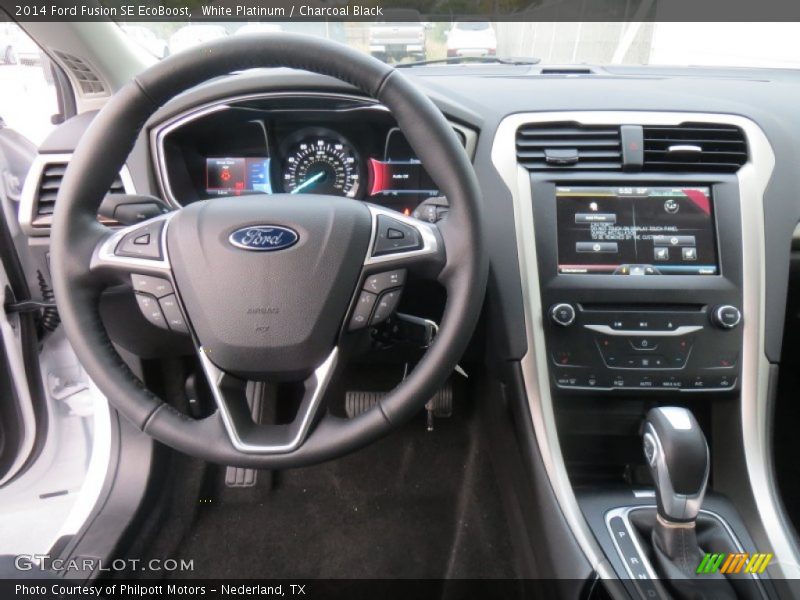 White Platinum / Charcoal Black 2014 Ford Fusion SE EcoBoost