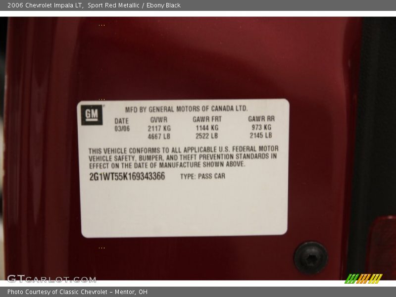 Sport Red Metallic / Ebony Black 2006 Chevrolet Impala LT