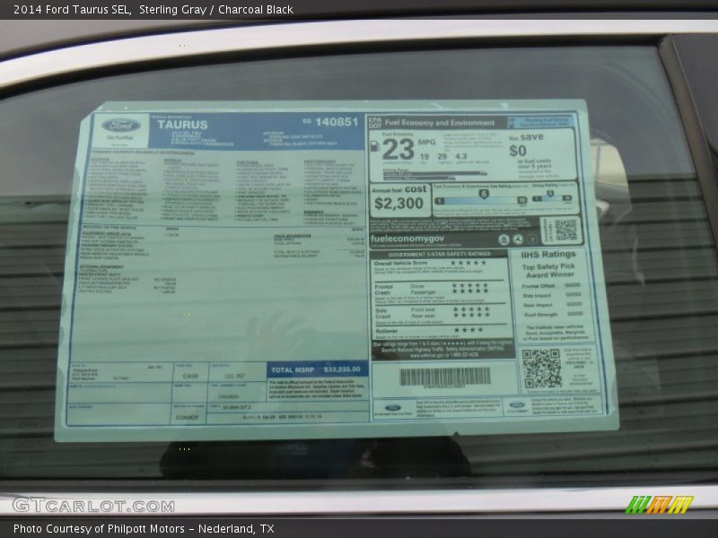 Sterling Gray / Charcoal Black 2014 Ford Taurus SEL