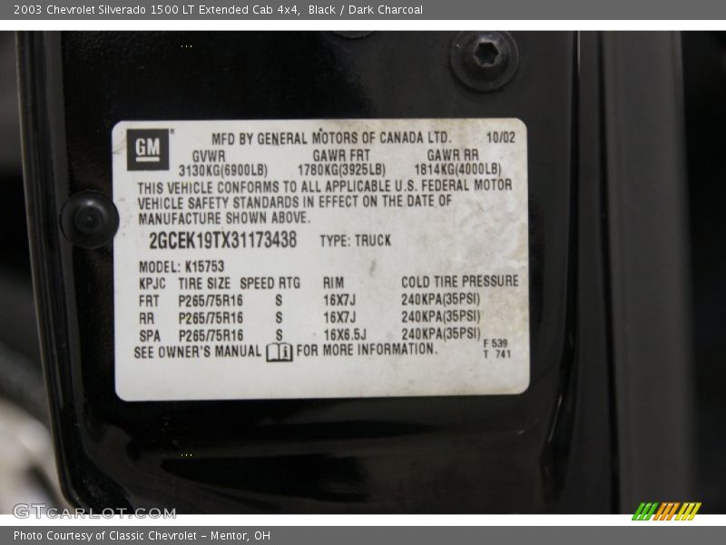 Black / Dark Charcoal 2003 Chevrolet Silverado 1500 LT Extended Cab 4x4