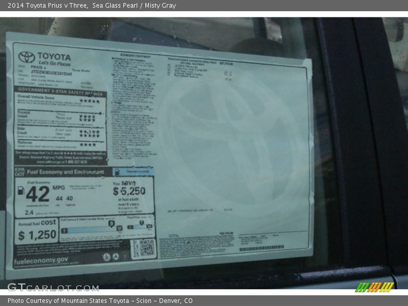 Sea Glass Pearl / Misty Gray 2014 Toyota Prius v Three