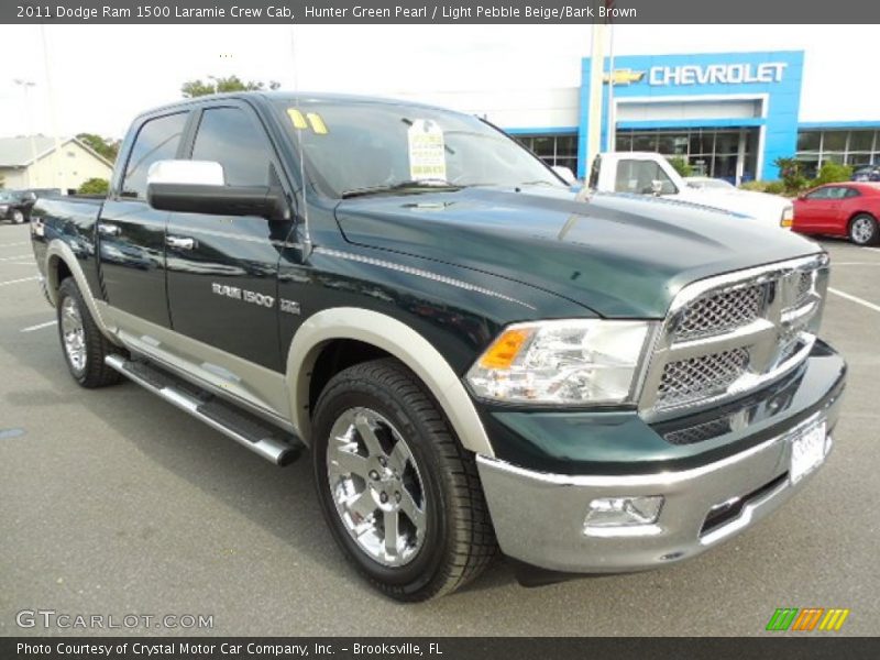 Hunter Green Pearl / Light Pebble Beige/Bark Brown 2011 Dodge Ram 1500 Laramie Crew Cab