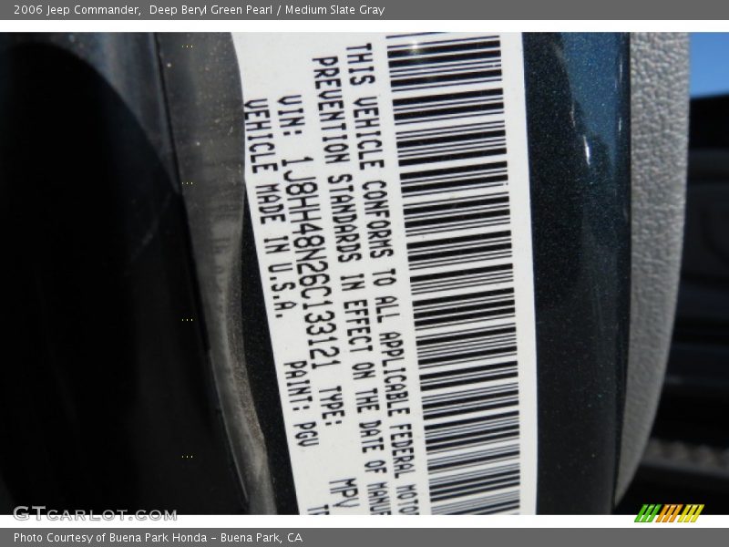 Deep Beryl Green Pearl / Medium Slate Gray 2006 Jeep Commander