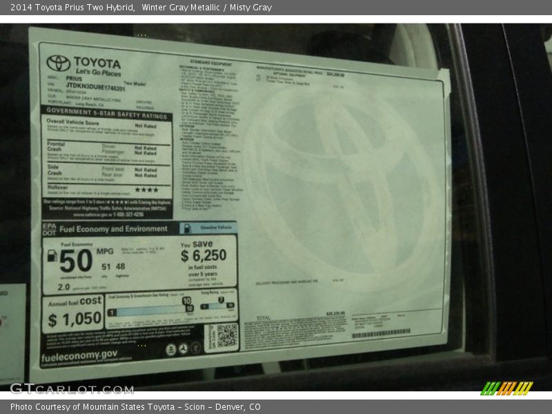 Winter Gray Metallic / Misty Gray 2014 Toyota Prius Two Hybrid
